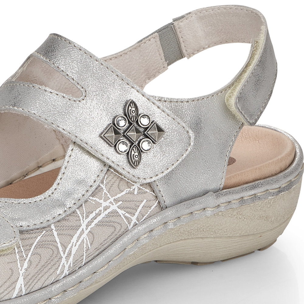 detail Dámské sandály REMONTE D7647-40 stříbrná S4