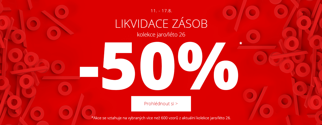 Likvidace zásob  -50 % na kolekci jaro/léto*